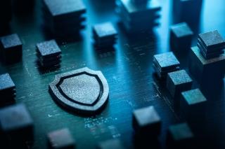 shield and blocks symbolizing crypto