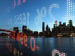 new york skyline with stock market overlay