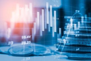 Futuristic picture of coins stock photo used by Woodruff Sawyer.