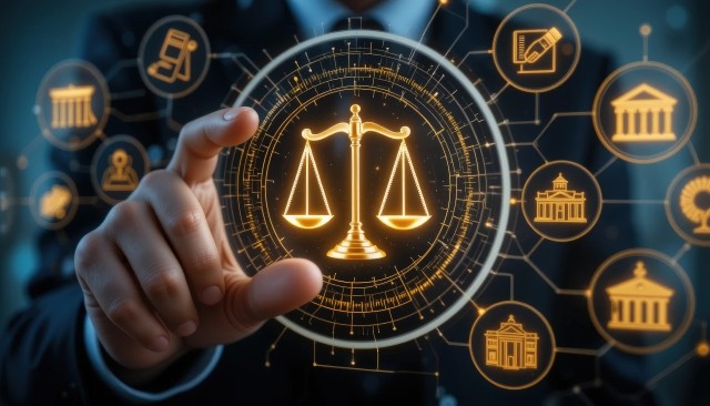 Legal Professional with Justice Icons