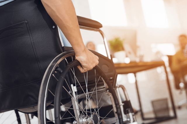 Disabled man wheelchair