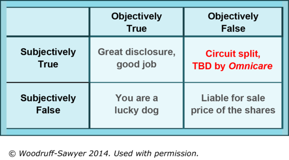An image of Woodruff Sawyer's omnicare graphic showing what's objectively, subjectively true and false.
