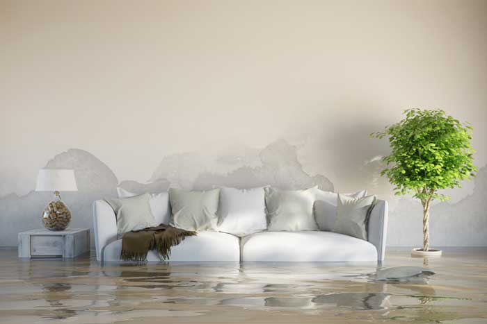 White Sofa in Flooded Room