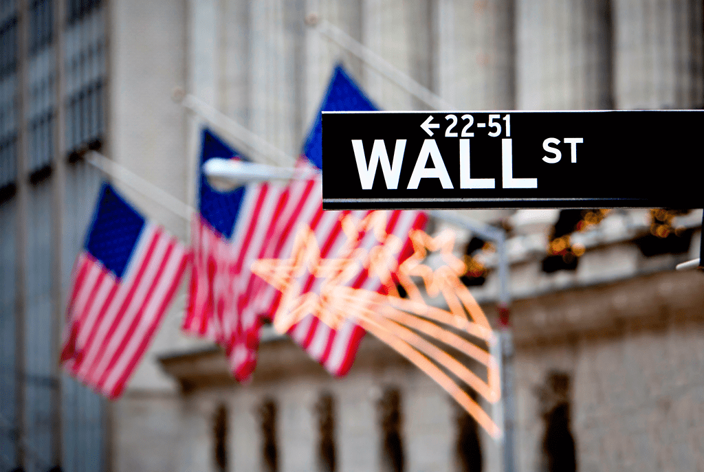 Image of Flags Flying on Wall Street