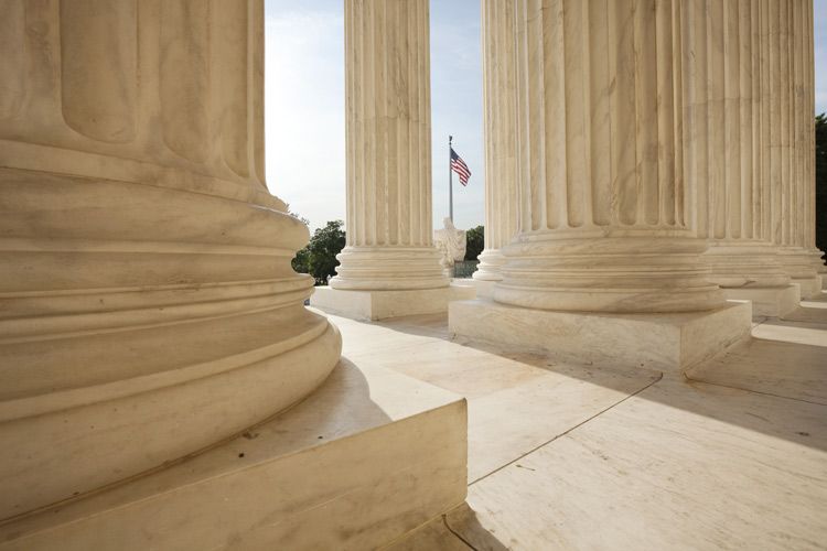 Columns on Supreme Court Building in Washington DC