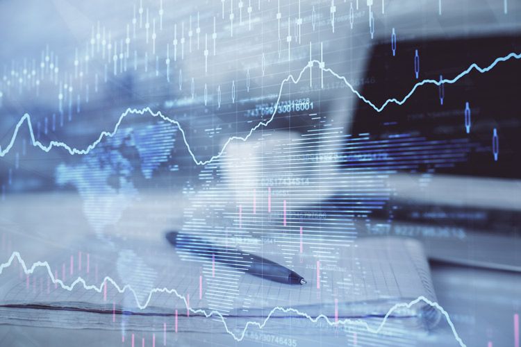 Stock market financial chart over business computer