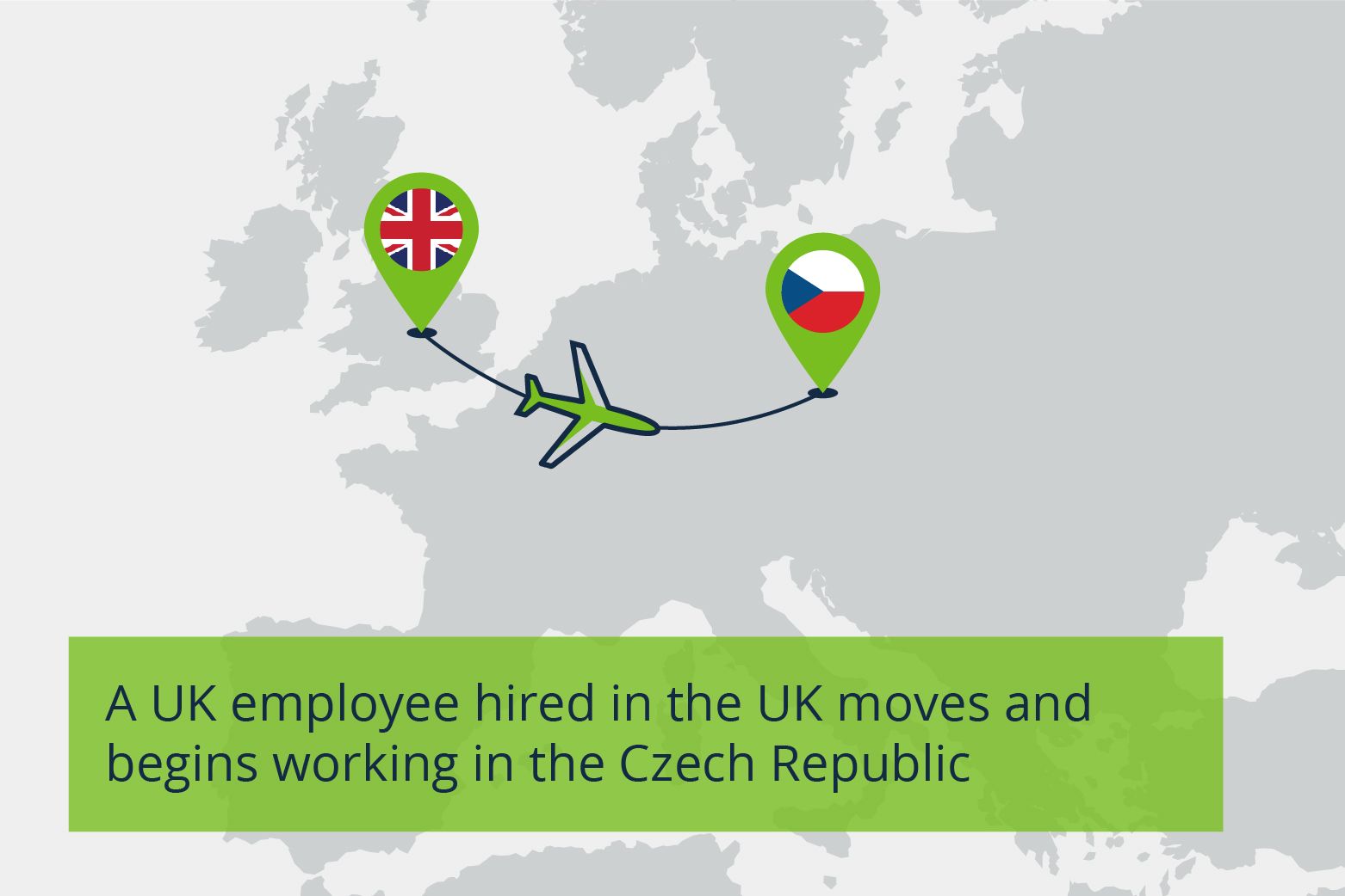 map of uk employee working in the czech republic with plane